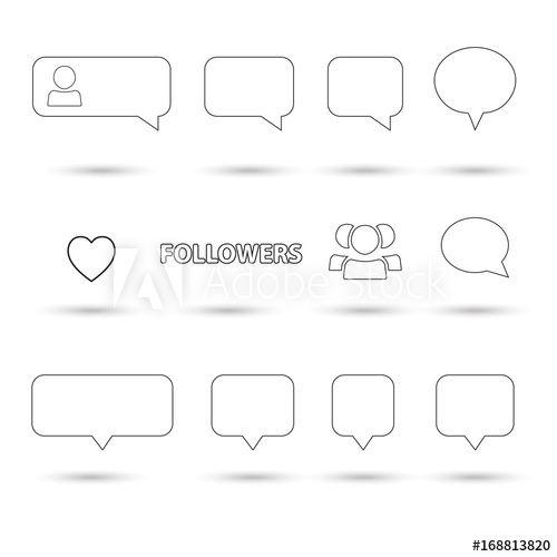 Multi Colored Line Logo - Like, follower, comment icons, speech bubbles, followers icon ...