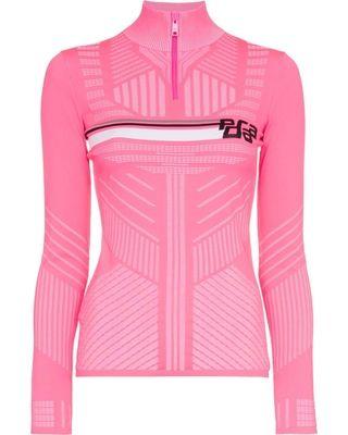 Top Pink Logo - Sweet Savings on Prada high neck logo knitted top - Pink
