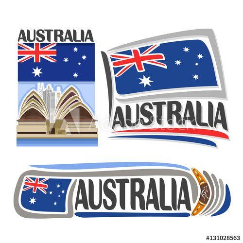 Australian Boomerang Logo - Vector logo Australia, 3 isolated image: vertical banner futuristic