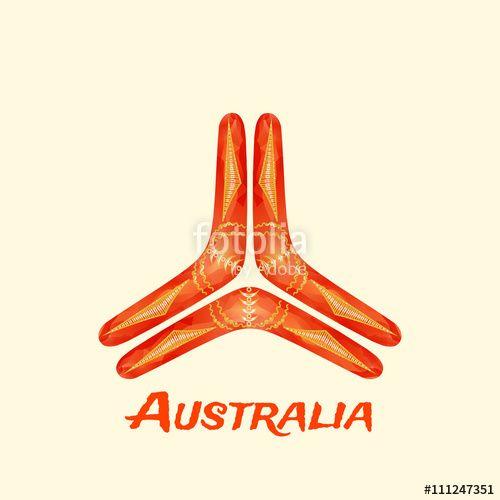 Australian Boomerang Logo - Boomerang icon with Australian aboriginal ornament. Imitation of ...