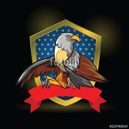 Black Eagle Shield Logo - Eagle in shield logo Design black background. Stock image