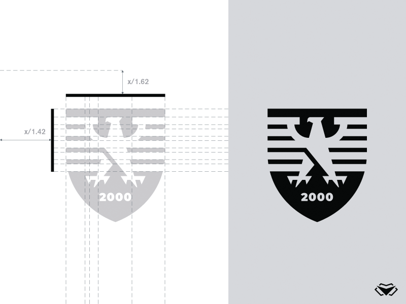 Black Line Eagle Logo - 2000 Bird Shield Logo - Black and White by visual curve | Dribbble ...