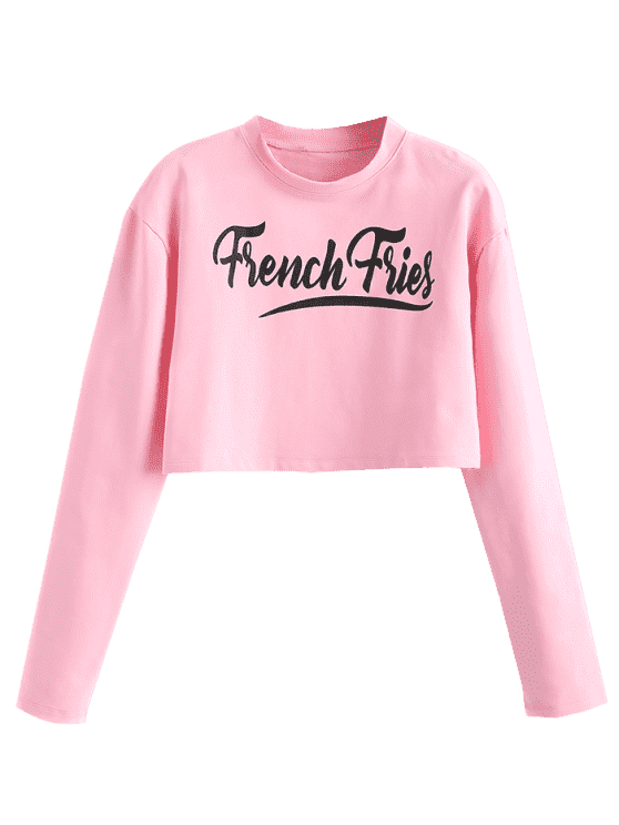 Top Pink Logo - Temperament Cropped Letter Logo Top PINK: Tees CottonPolyester VNMSJW