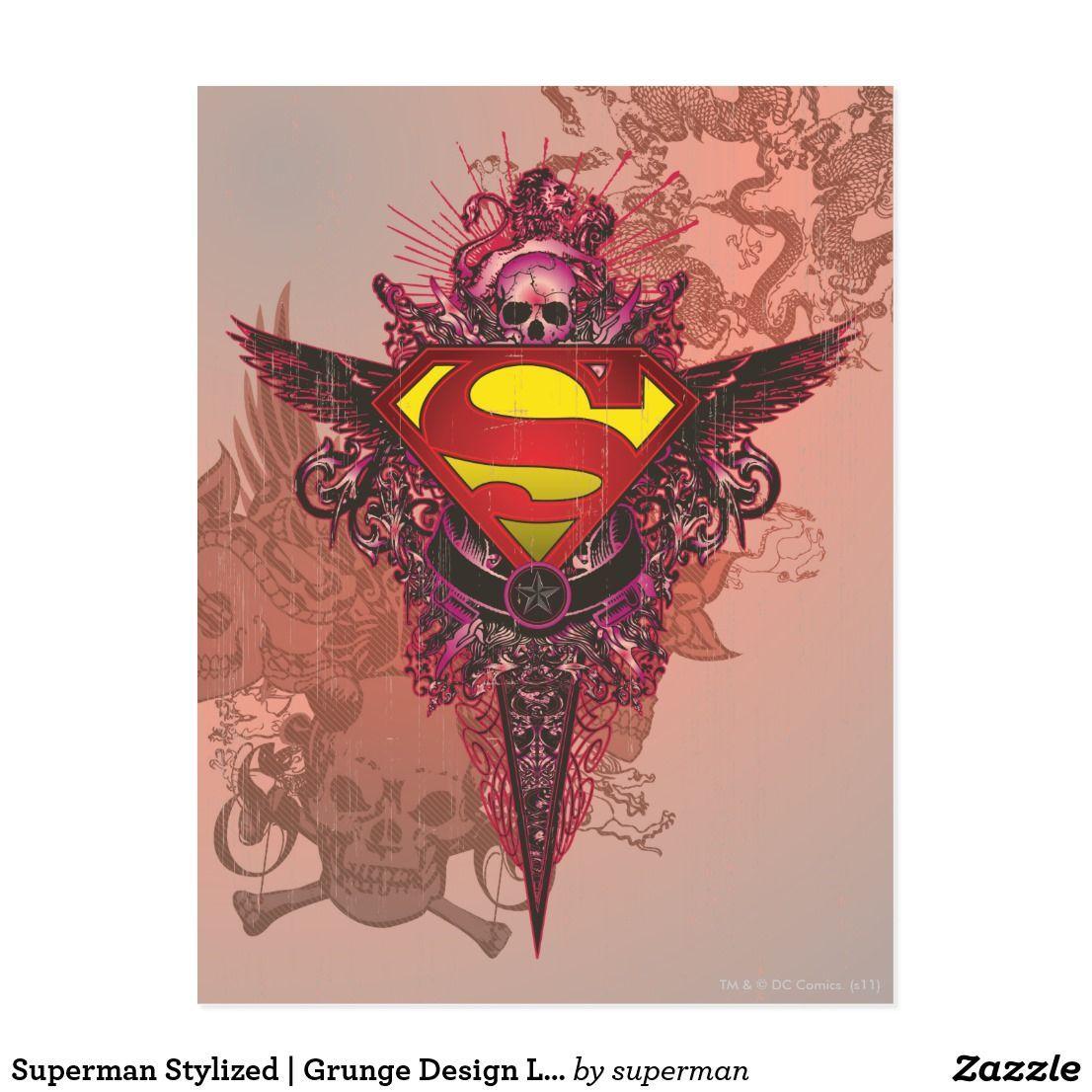 Stylized Superman Logo - Superman Stylized | Grunge Design Logo Postcard | DC Comic Birthday ...