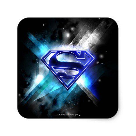 Stylized Superman Logo - Superman Stylized | Blue White Crystal Logo Square Sticker ...