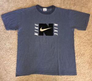 90s N Logo - Vintage Nike Large Logo Striped Short Sleeve Shirt SZ L 90s Velvet N ...
