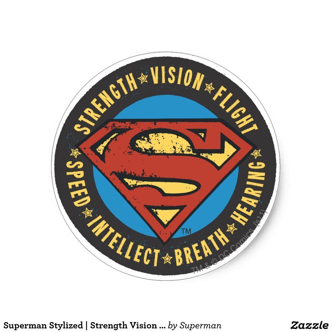 Stylized Superman Logo - Superman Stylized | Strength Vision Flight Logo Classic Round ...