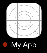 White Circle Red Dot Logo - Red dot (circle) next to the app name below the app icon on