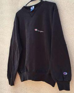 90s N Logo - Champion Black Sweatshirt Logo Cotton 90s Vintage Mens Large #N | eBay