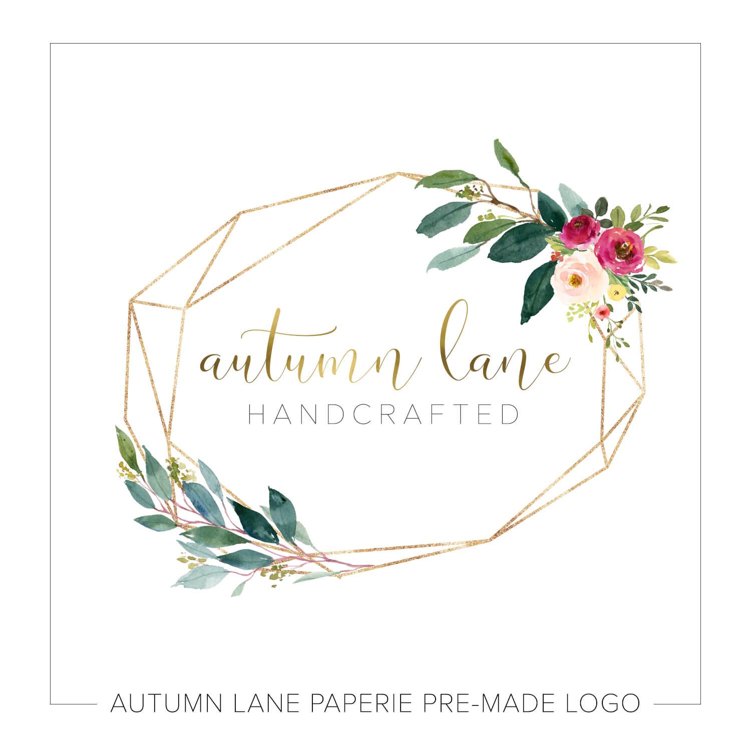 Rustic Flower Logo - Rustic Geometric and Floral Logo M35 | Autumn Lane Paperie