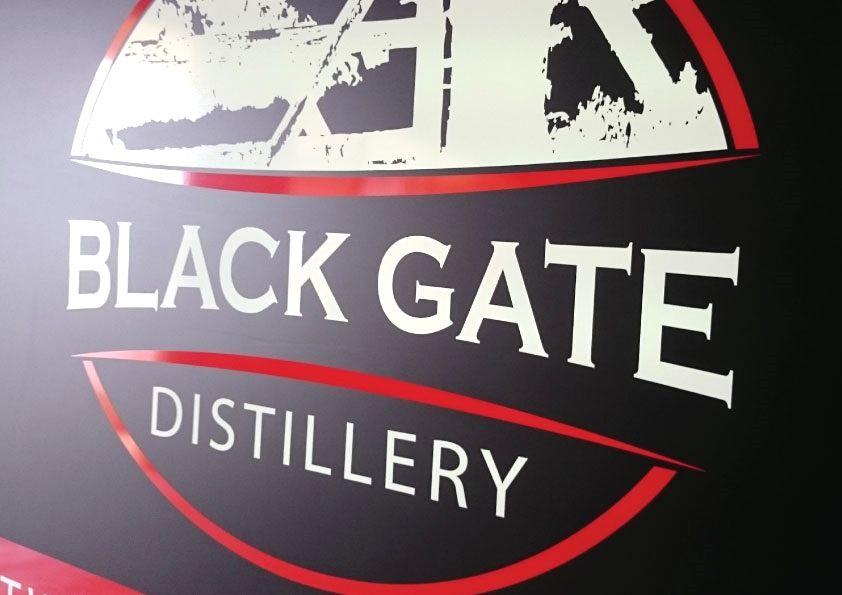 Black Gate Logo - Black Gate Distillery — SOLID SIGNS - Signcraft & Design
