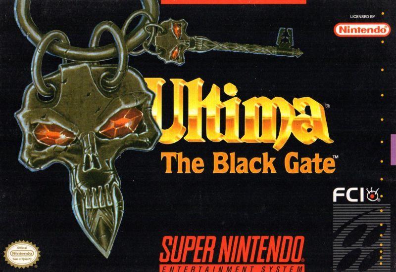 Black Gate Logo - Ultima: The Black Gate (1994) SNES box cover art