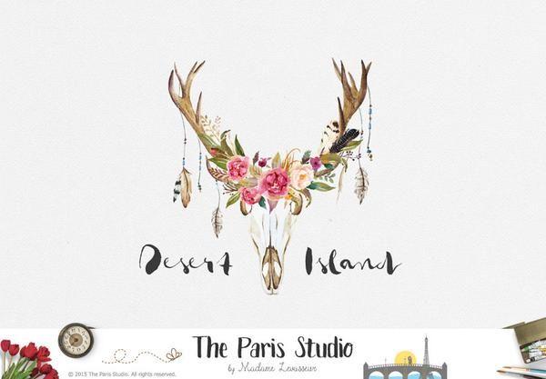 Rustic Flower Logo - Rustic Floral Antler Logo Pay As You Go Custom Logo Design by The ...