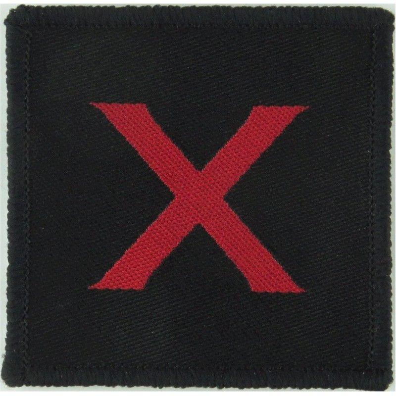 Black and Red X Logo - Parachute Regiment - 10th Battalion Parachute DZ (Drop-Zone) Patch