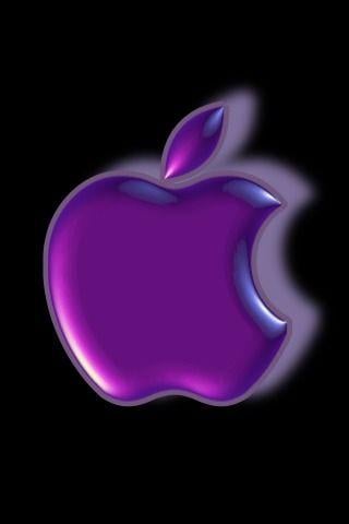 On Black Background iPhone Logo - Purple Apple Logo On Black Background iPhone Wallpaper | Big Apples ...