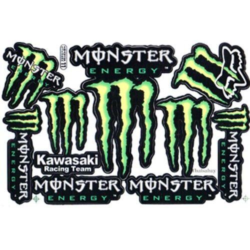 Monster Energy Kawasaki Logo - Monster Energy Decal Motocross Sticker Sheet #ME11