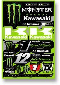 Monster Energy Kawasaki Logo - D'COR KAWASAKI MONSTER ENERGY DECAL SHEET MX LOGO STICKER KIT #40-20 ...