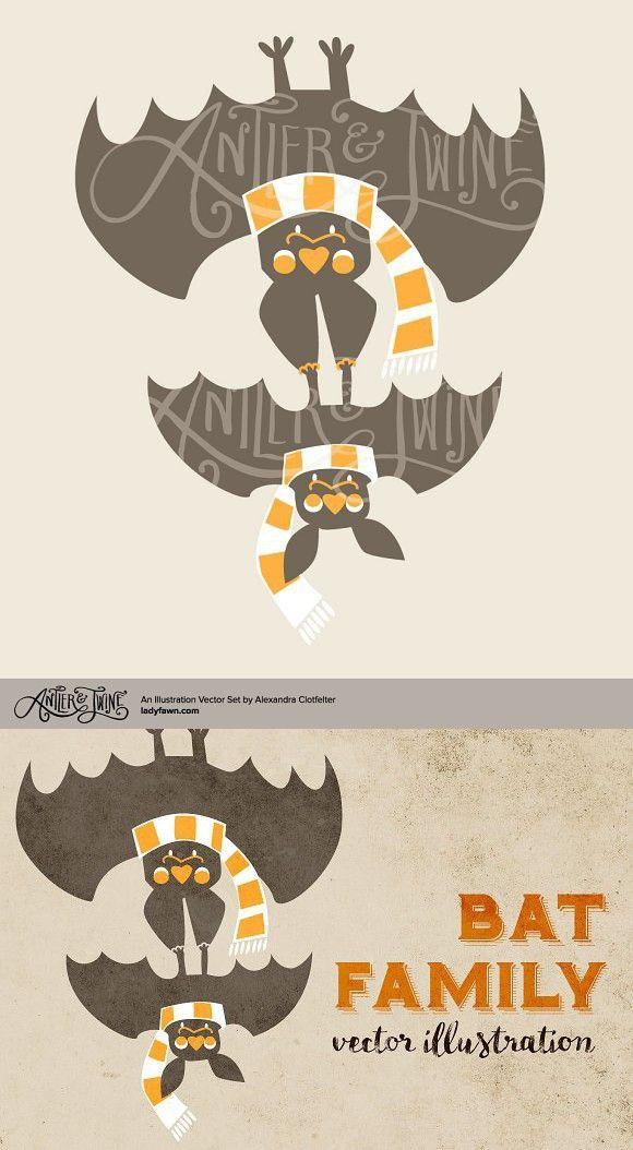 Cute Bat Logo - Cute Bat Family Vector Graphic. Baby Design. Family vector, Baby