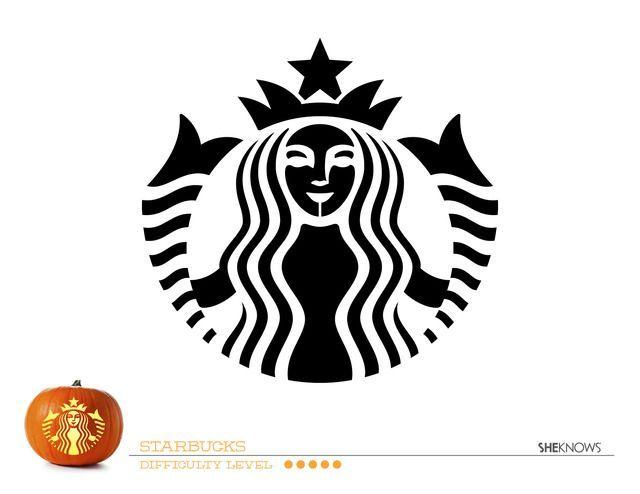 Scary Starbucks Logo - Starbucks logo pumpkin carving template - Free Printable Coloring ...