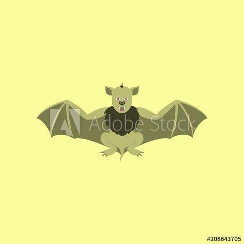 Cute Bat Logo - flat illustration on background of cute bat this stock vector