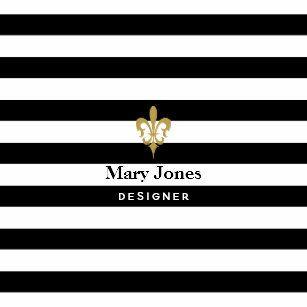 Black with White Line Square Logo - Black And White Stripes Business Cards