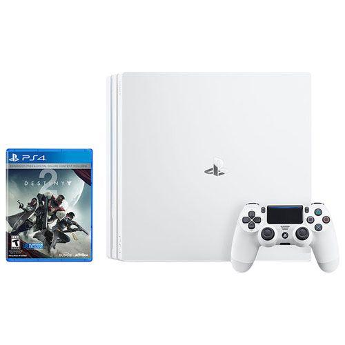 White PlayStation 4 Logo - PlayStation 4 Pro 1TB Glacier White Destiny 2 Bundle : PS4 Consoles ...