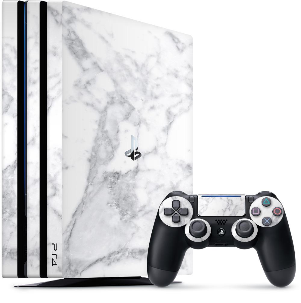 White PlayStation 4 Logo - White Marble Playstation 4 Pro Skin