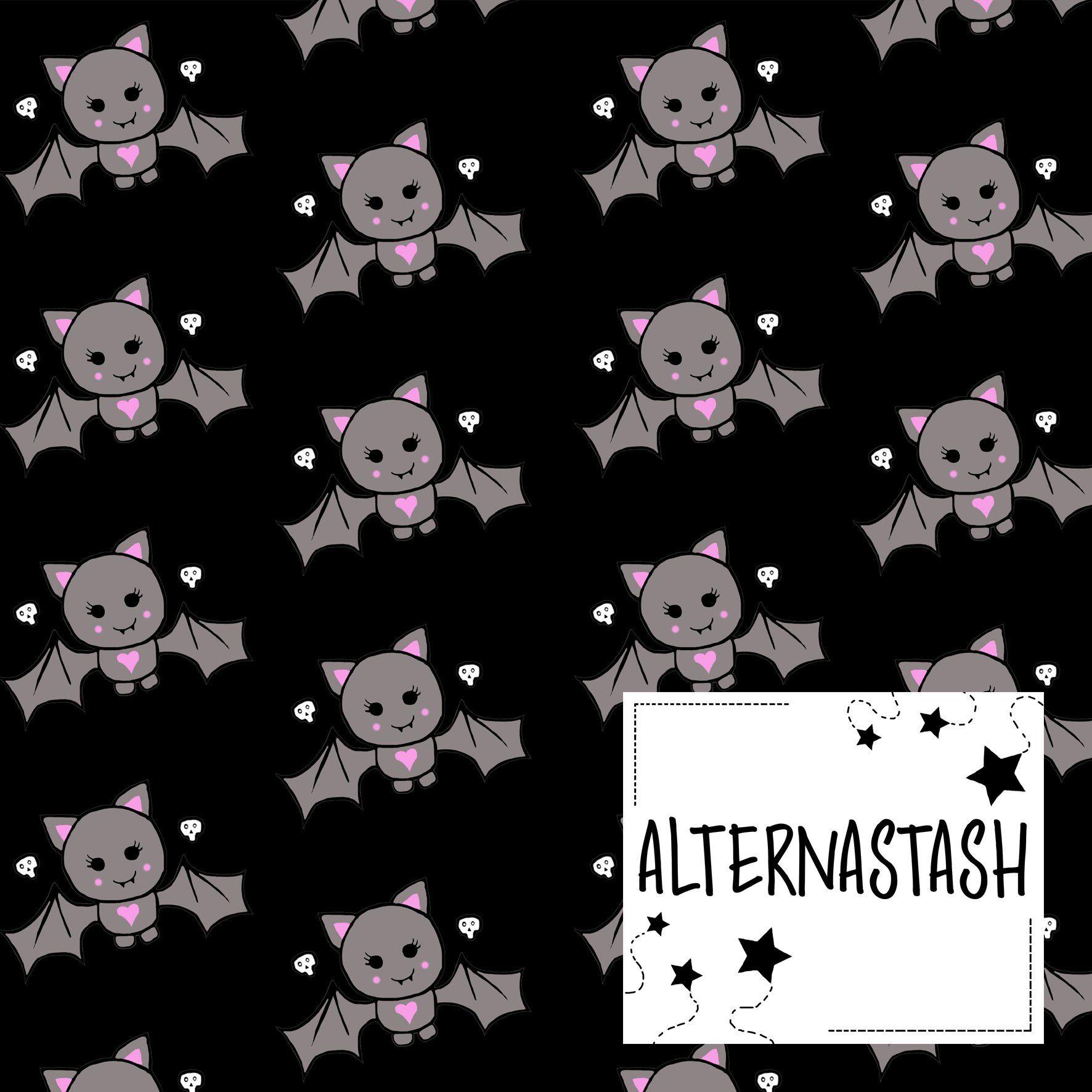 Cute Bat Logo - Cute Bat Black Retail – Alternastash Fabrics