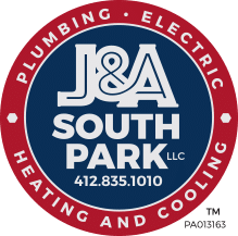 Red White and Blue Logo - J&A South Park. HVAC, Heating, Cooling, Plumbing & Electric