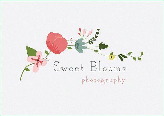 Modern Floral Logo - Sweet Blooms / Custom PreDesigned flower wing / pre-made modern ...