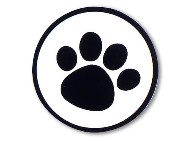 Black Paw Print Logo - Black Paw Print On Clear 1 1 2 Round Seals