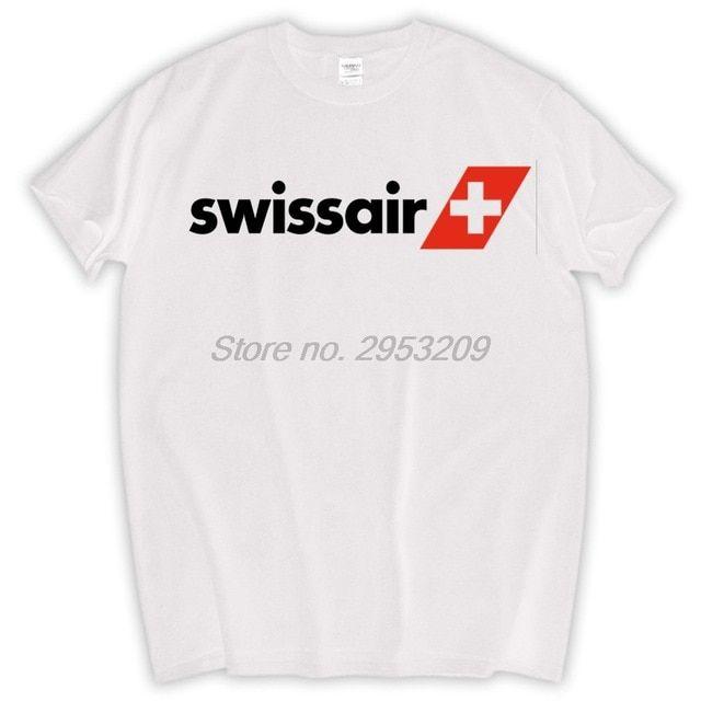 Swiss Air Logo - Unisex Swissair Vintage Logo Swiss Airline Aviation T Shirt Cotton