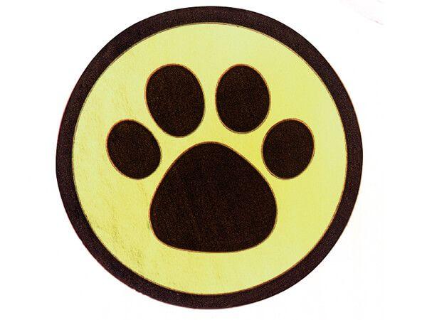 Black Paw Print Logo - Black Paw Print On Gold 1 1 2 Round Foil Seals