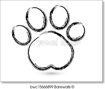 Black Paw Print Logo - Art Print of Paw print logo vector. Barewalls Posters & Prints