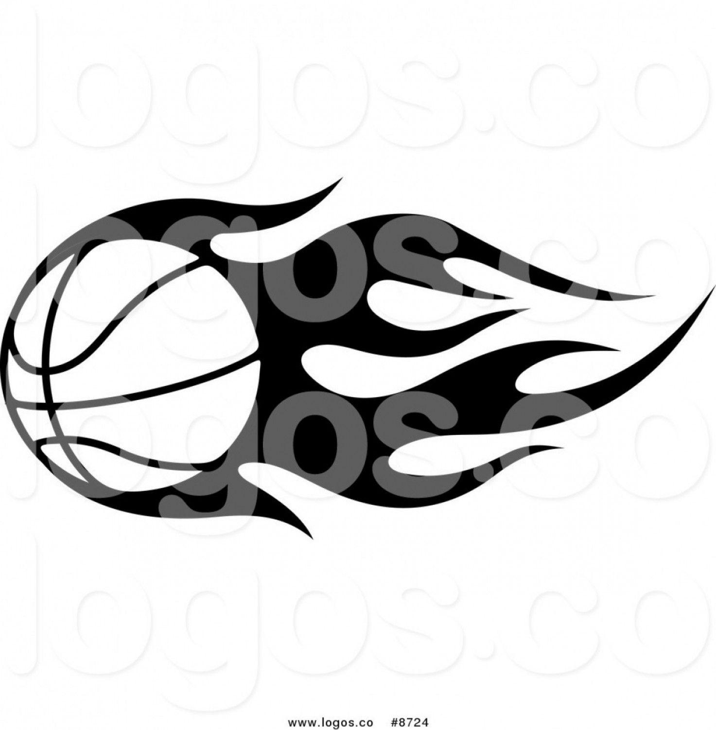 White Basketball Logo - Royalty Free Clip Art Vector Black And White Tribal Flaming ...
