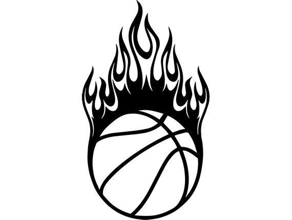 White Basketball Logo - Basketball Logo 7 Ball Fire Flames Player Ball Hoop Net | Etsy