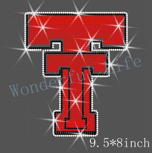 Red and White TT Logo - Free shipping hot fix rhinestones Iron on heat transfer Sport Logo ...