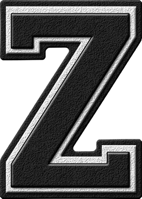 Black with a Z Logo - Presentation Alphabets: Black Varsity Letter Z