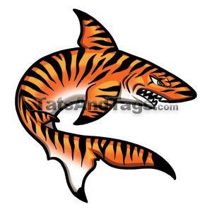 Tiger Shark Logo - Orange Tiger Shark Temporary Tattoo. Swimming Designs