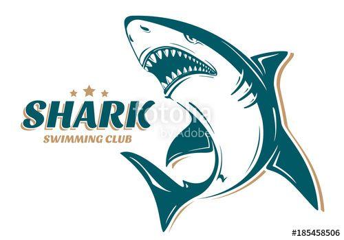 Tiger Shark Logo - Angry shark logo for swimming club. Perfect to use for printing on ...