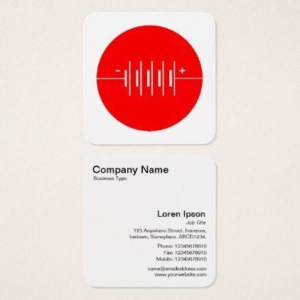 Red White Square Company Logo - Circled Batteries Symbol - Red and White Square Business Card