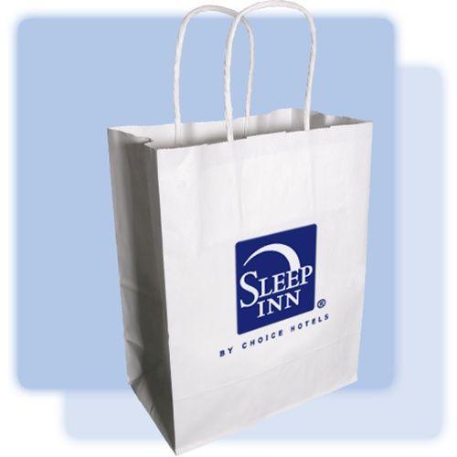 Sleep Inn Logo - Sleep Inn medium paper gift bag, white kraft paper bag with white