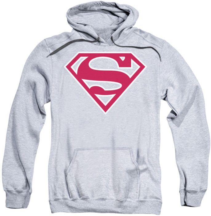 Red White Shield Logo - Superman Pull Over Hoodie Red & White Shield Logo Adult Athletic Heather