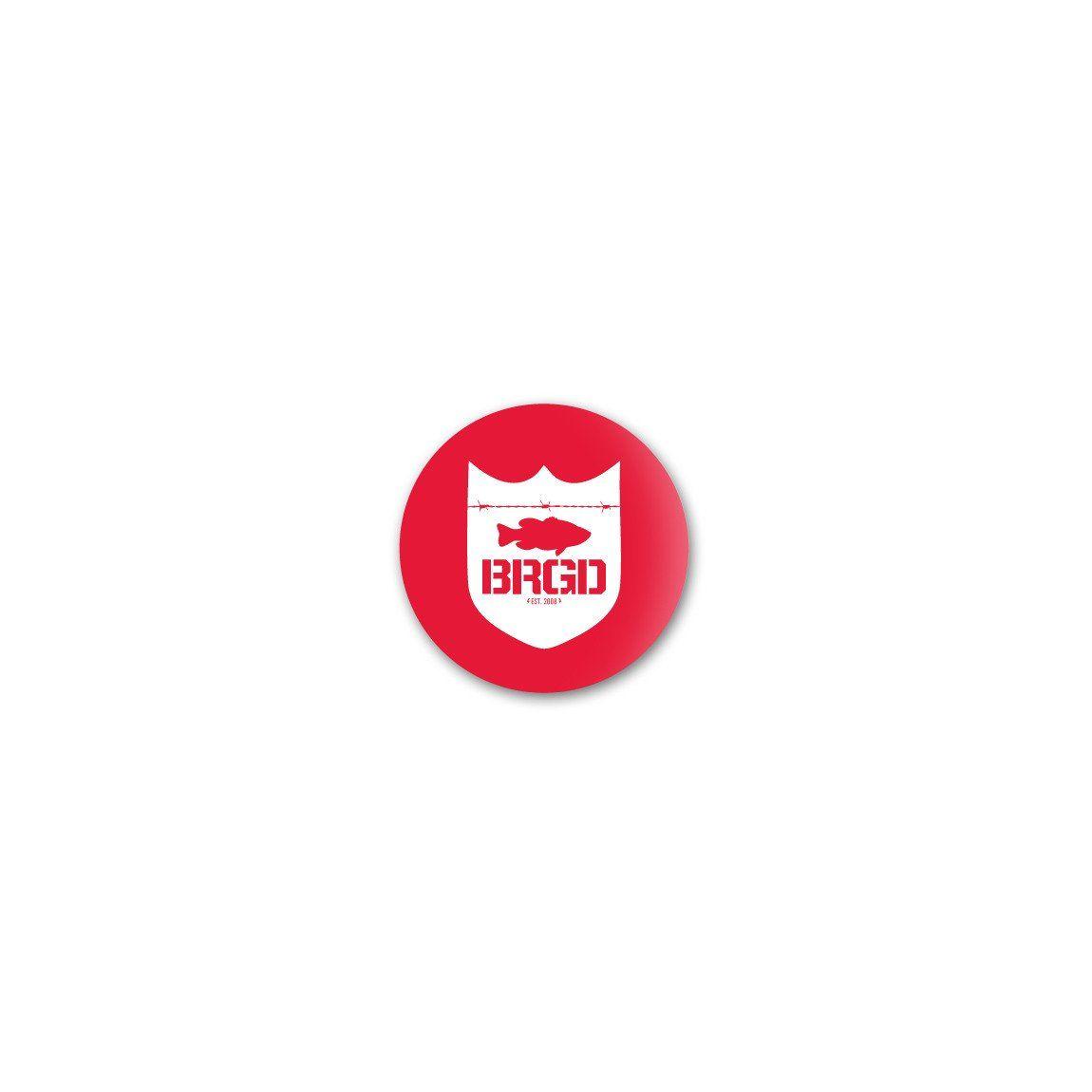 Red White Shield Logo - Bass Brigade Shield Logo White Button