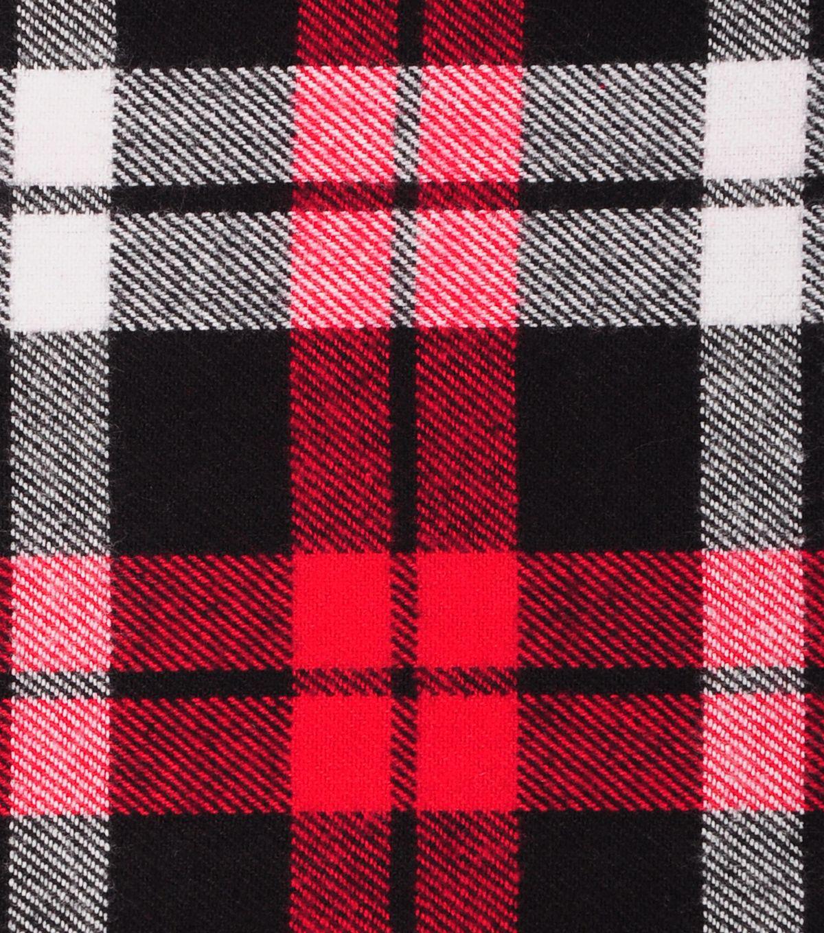 Red White Square Logo - Plaiditudes Brushed Cotton Fabric Red, White & Black Square Plaid