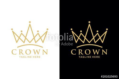 Gold Queen Crown Logo - Geometric Vintage Creative Crown abstract Logo design vector ...