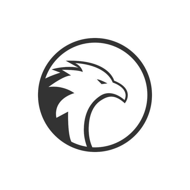 Black Line Eagle Logo - Circle Eagle Logo Concept, Predator, Template, White PNG and Vector ...