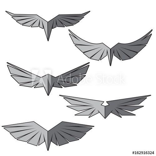 Black Line Eagle Logo - Eagle wings logo gray black line collection set design for company ...