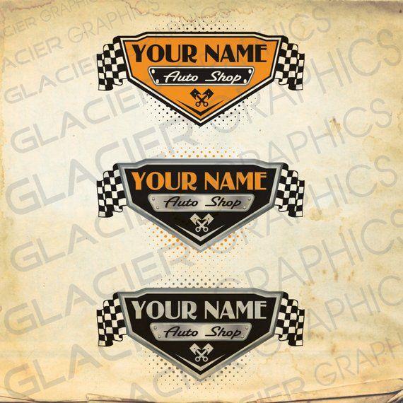 Old Automotive Logo - Vintage Auto Shop, Auto Body, Auto Service Motorcycle Shop Custom