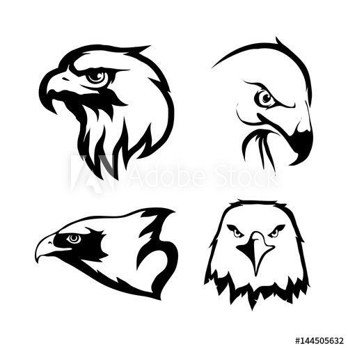 Black Line Eagle Logo - Vector set of black Eagles head and eagle logo Isolated on white ...